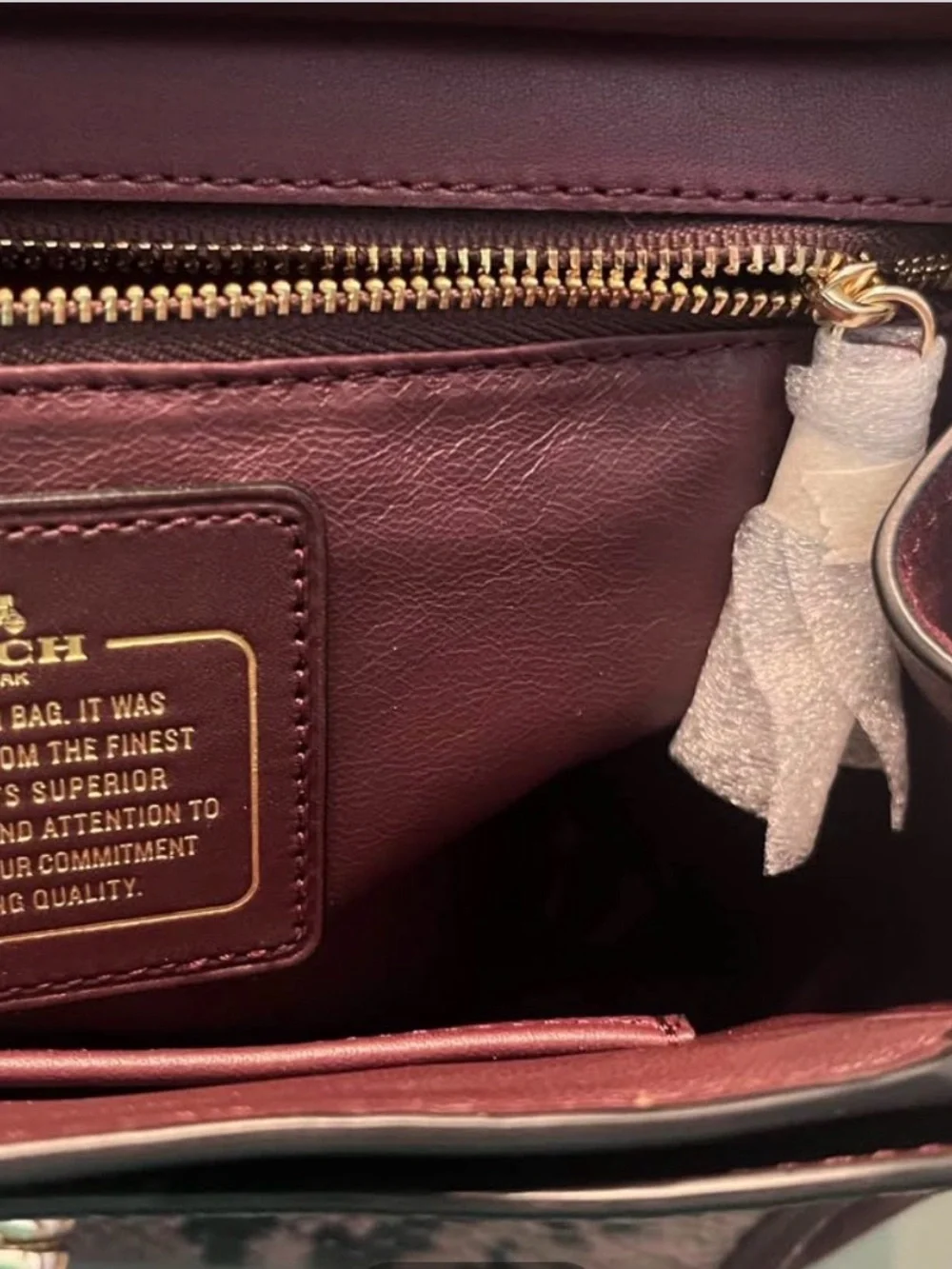 Coach Plum Leather Top-Handle Satchel with Pink Python Accent and Gold Hardware